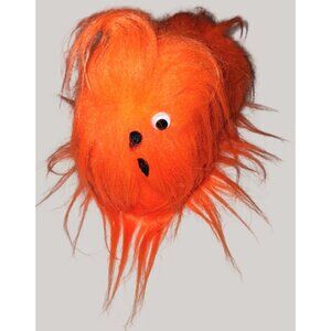 Vintage Gonk Handmade Orange Furry Creature Toy With Googly Eye Black Details 19